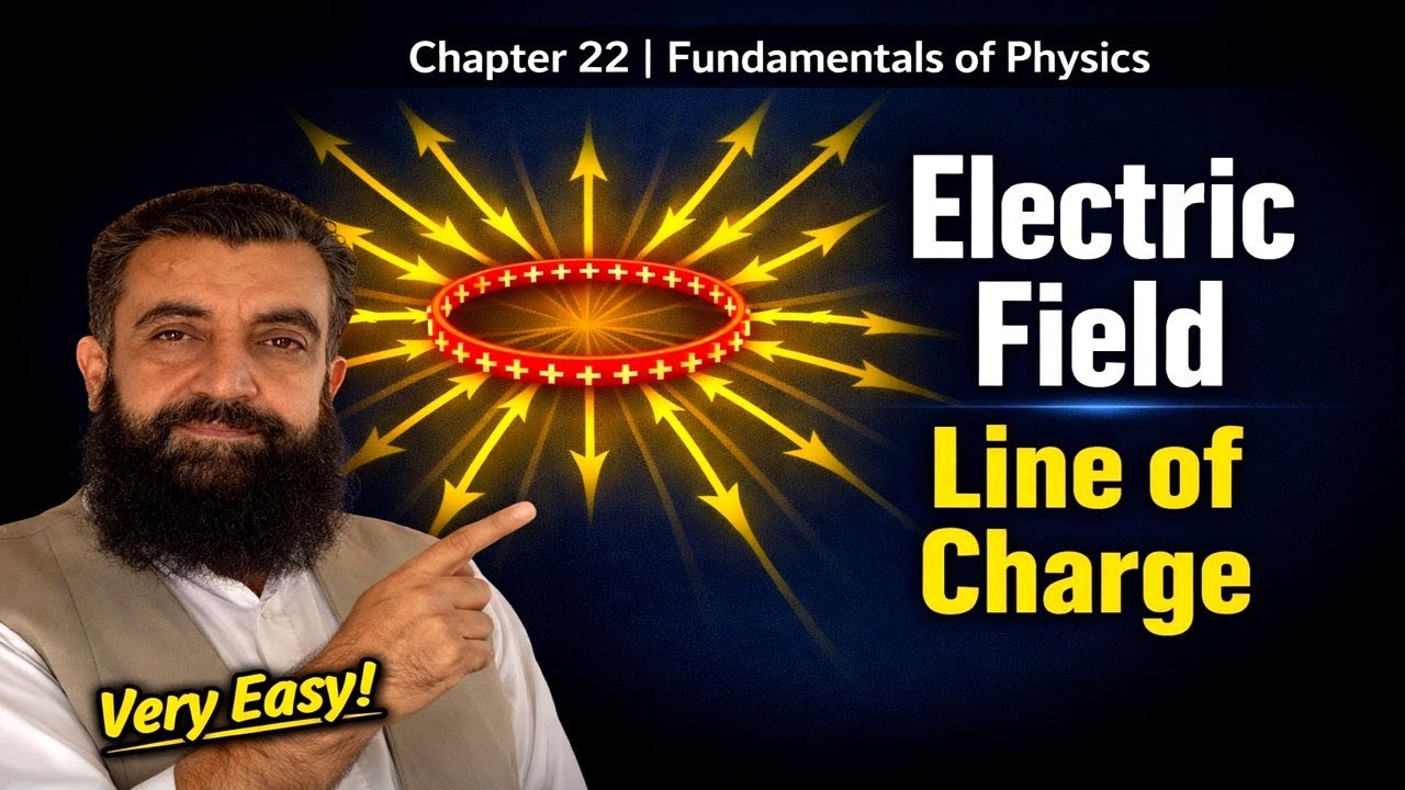 Electric Field of a Line Charge – Step by Step | Chapter 22 Halliday Resnick Walker
