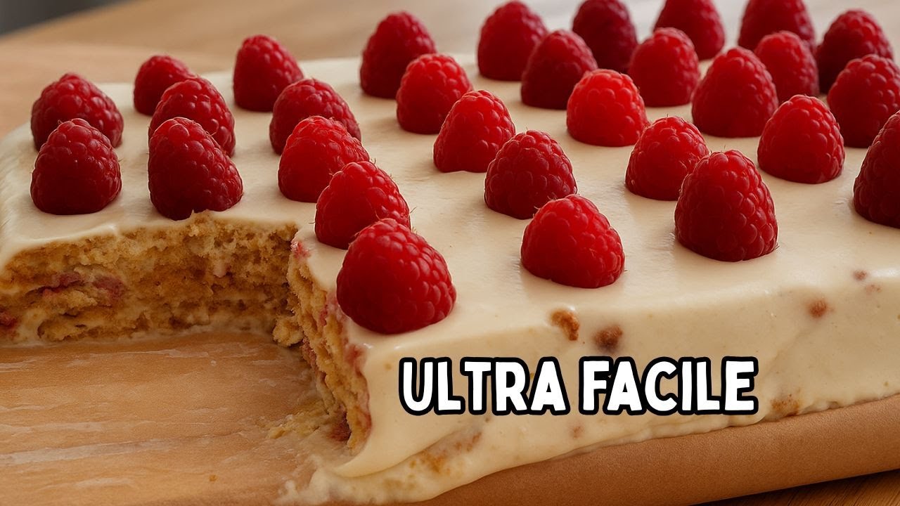 Dessert sans cuisson : gâteau de biscuits aux framboises