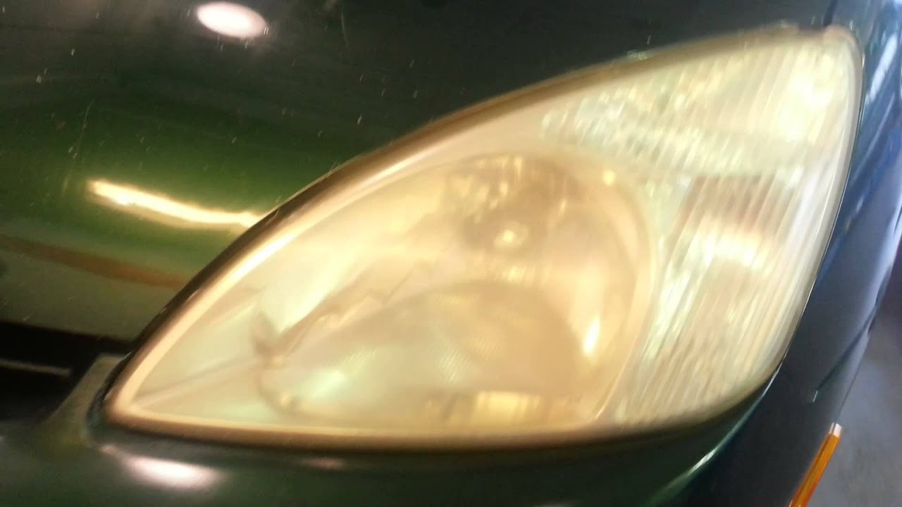 Cleaning headlights green prius