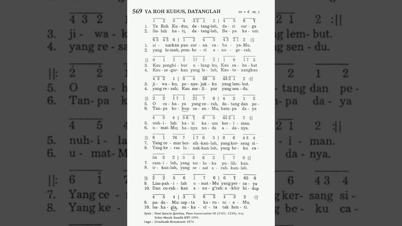Veni Sancte Spiritus - Ya Roh Kudus datanglah PS 569