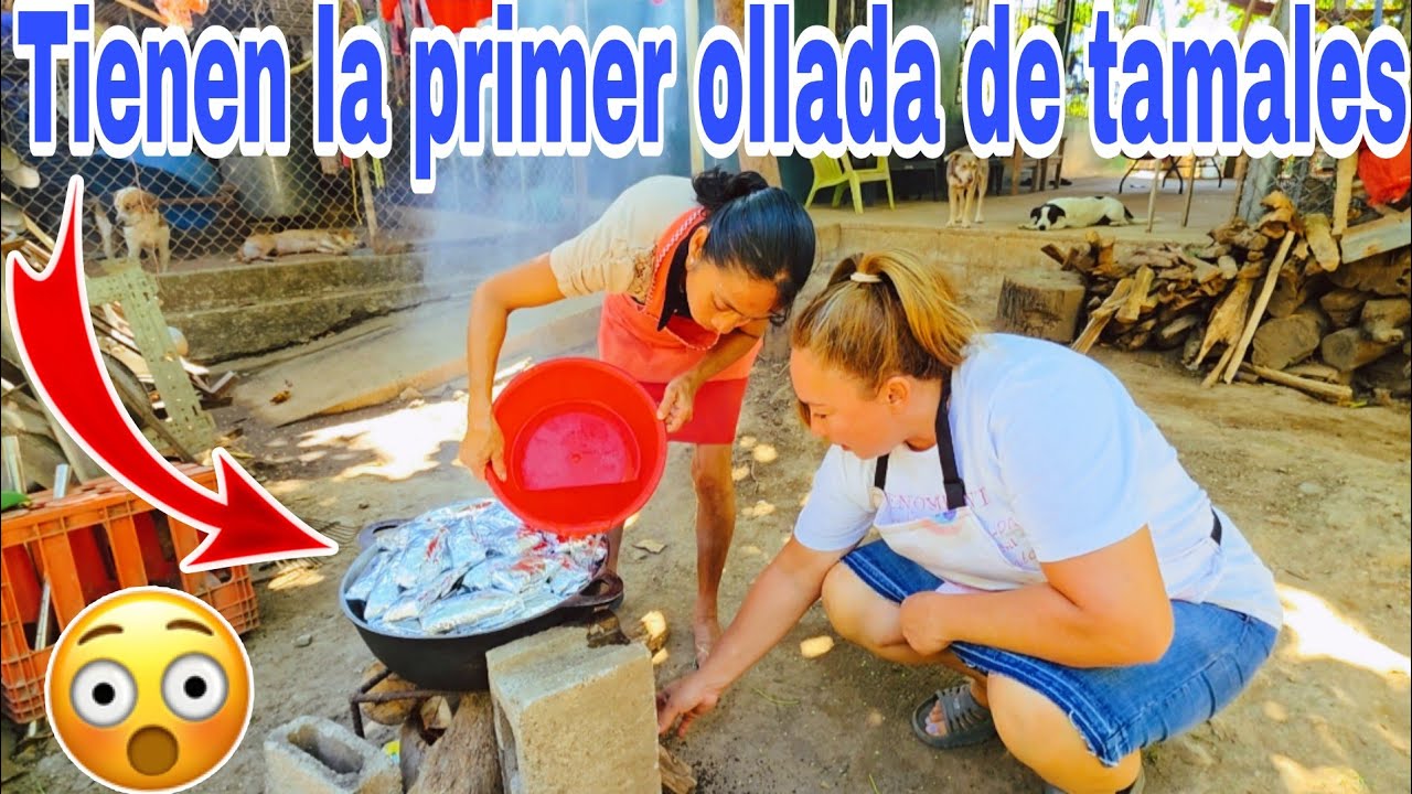 Tienen la primer ollada de tamales en el fogón Dina y Evelin😱😳