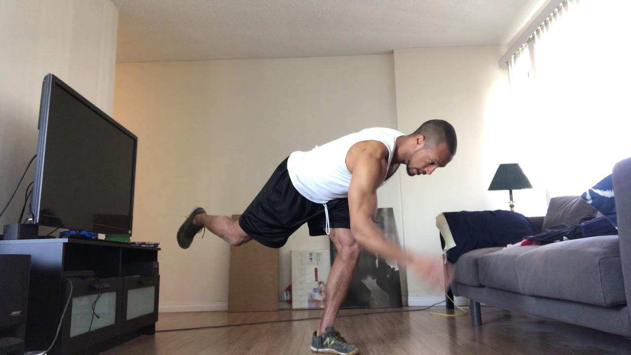 Single leg deadlift into high knee drive jump tutorial