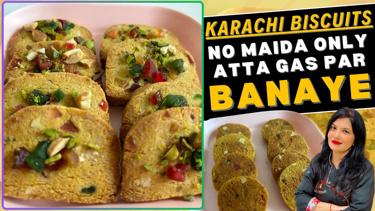 Atta karachi Biscuits  Bina oven Asaani se Banaye / bina oven cookies bake kare