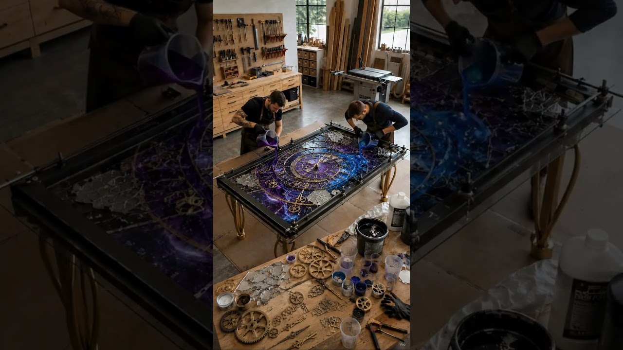 ⏳ They Trapped a Time Rift Inside a Luxury Table! 🤯✨#epoxyresin,#resinart,#epoxytable,#timerift,