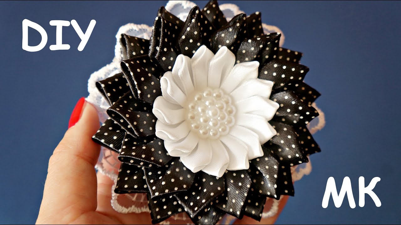 Цветы Канзаши, Мастер-класс / Flowers Kanzashi, Tutorial / DIY