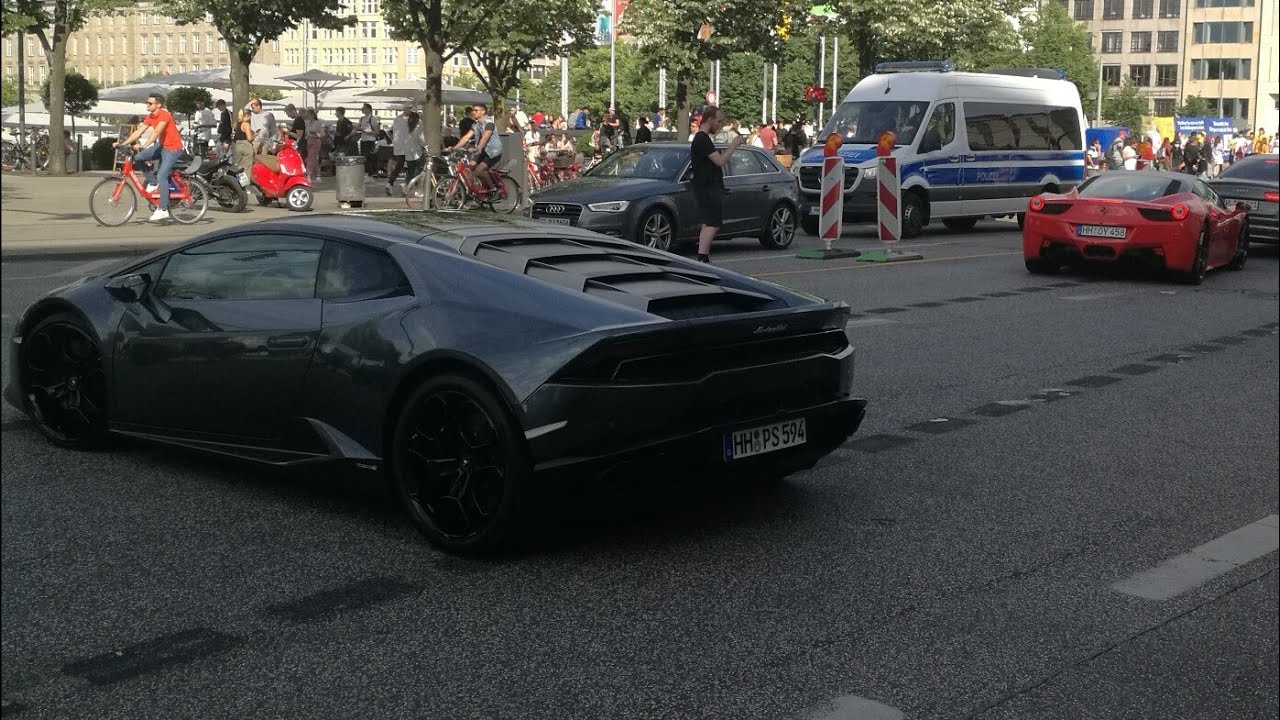 Sportcars in Hamburg Ferrari 488 GTB, Ferrari F12 Mercedes GTS AMG, Mercedes GTR AMG