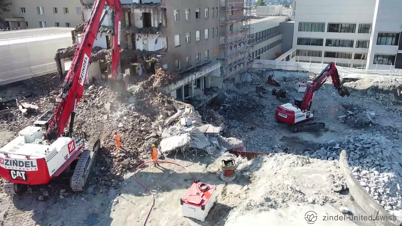 CAT 365c | Rückbau Spital Chur | Drohnenaufnahmen