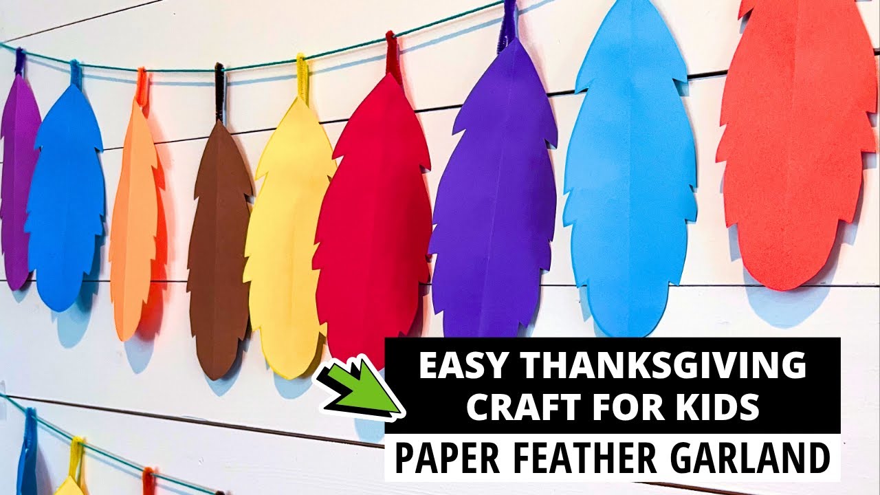 Fold, Cut, & Create! Paper Feather Garland for Preschool & Kindergarten