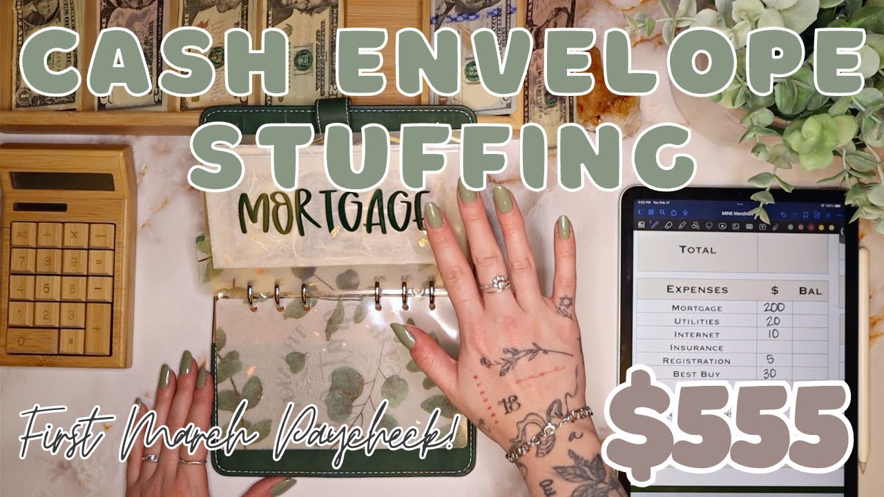 $555 Cash Envelope Stuffing | First Paycheck For March! | 24 Year Old Budgets