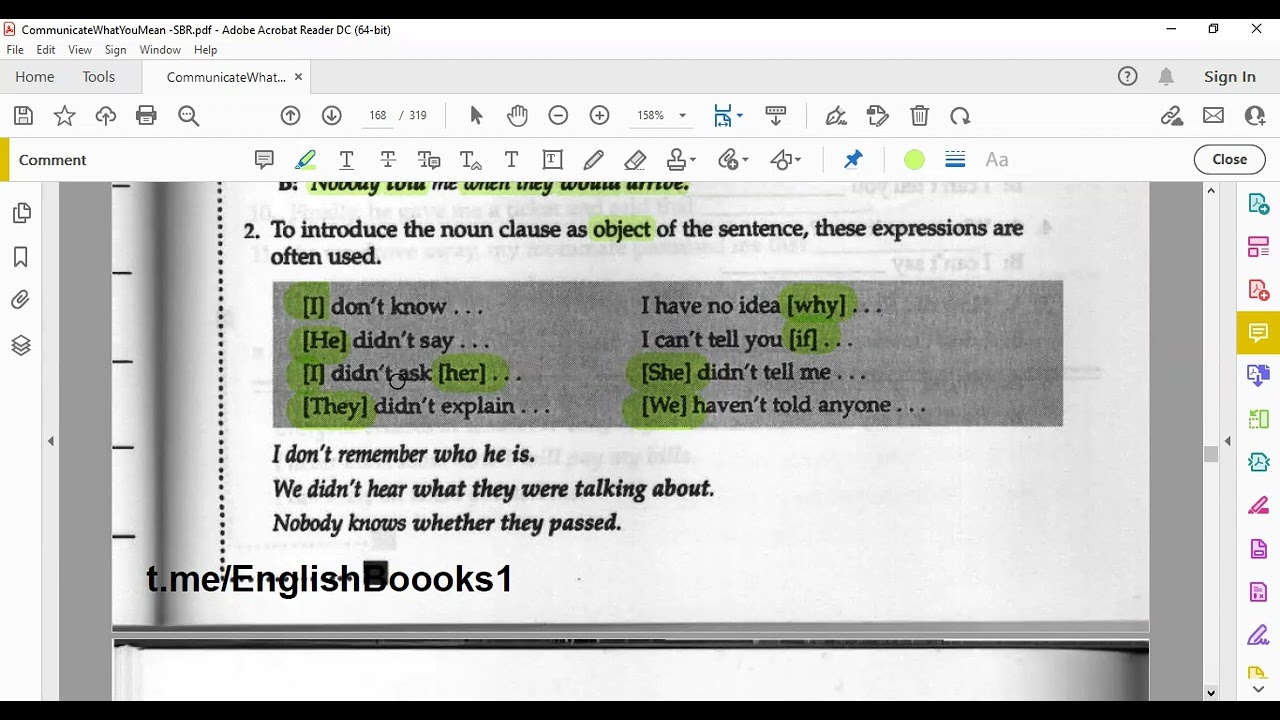Lesson 10: A Noun Clause as Object of a Sentence