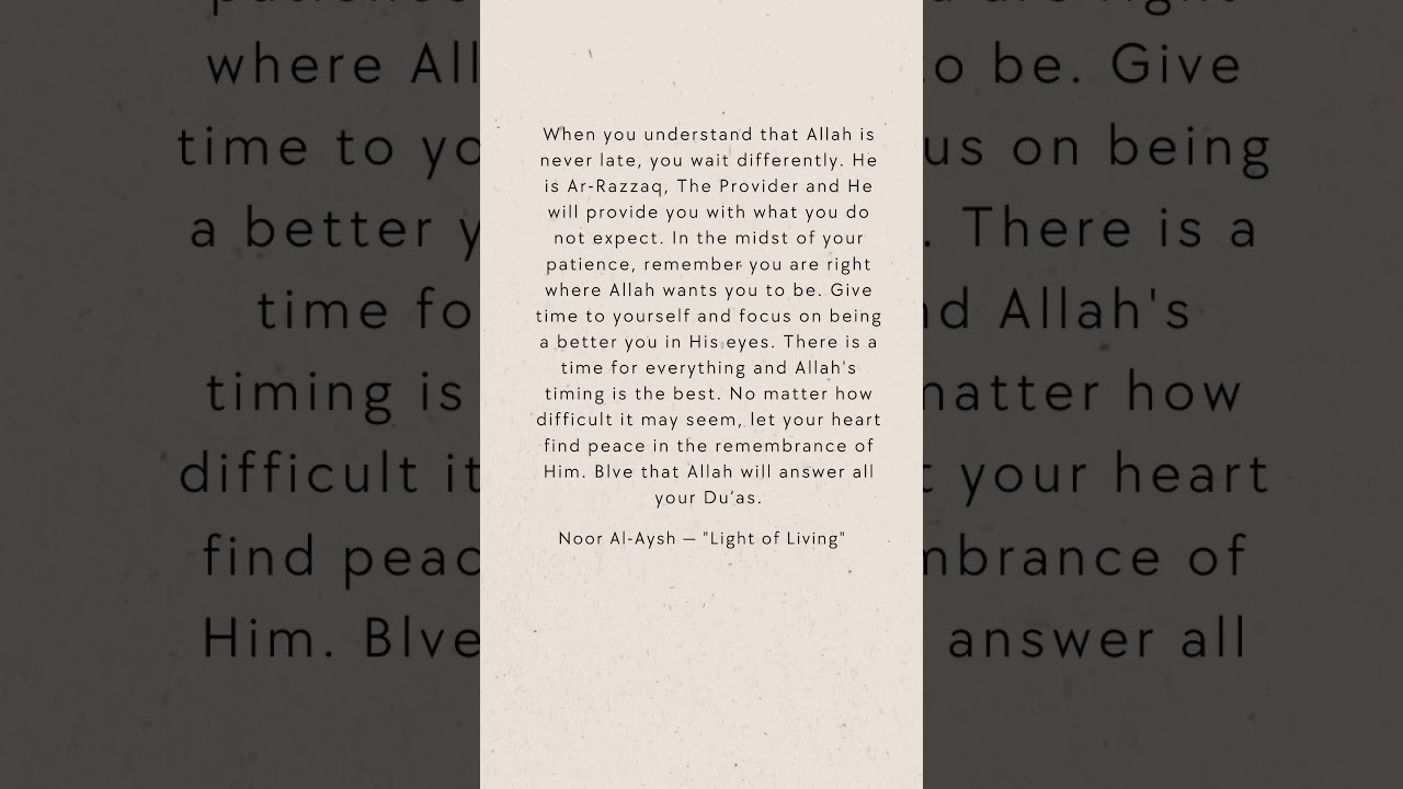 Allah’s timing is perfect—trust Him, for He is Ar-Razzaq, The Provider.