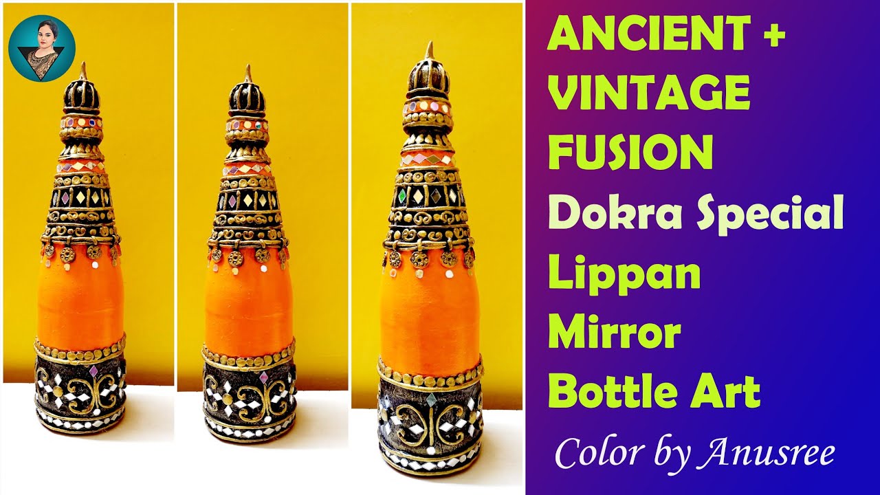 TRIBAL  DHOKRA ART ON BOTTLE/ Indus African Tribal Boho Lippan Art/ #tribalart #dhokra