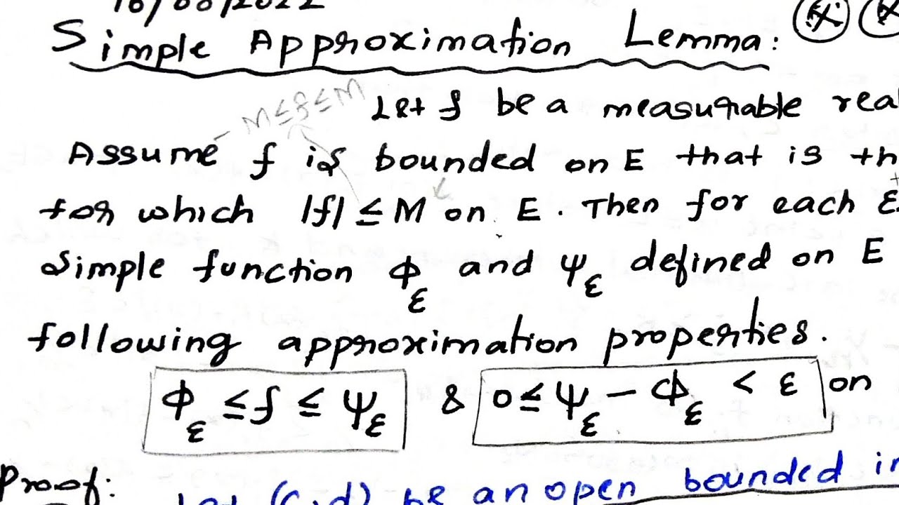 Simple Approximation Lemma - Measure and Integration - 2nd M.Sc Mathematics