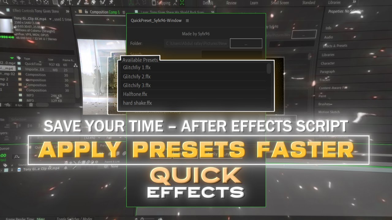 Free One-Click Preset Apply Script ⚡️ Apply on Multiple Layers & Edit 10X Faster in After Effects