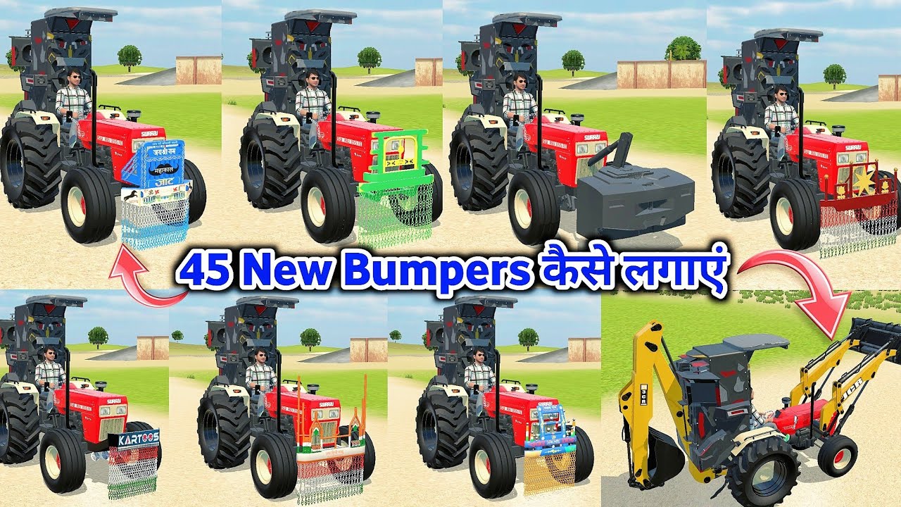 Indian vehicles simulator 3d new bumpers added || Tractor game new modification update ||