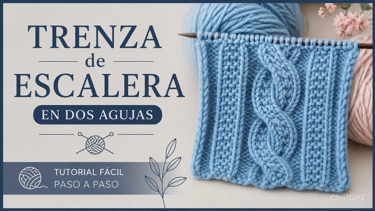 Trenza de columnas en relieve a dos Agujas/Tejiendoconleonardo