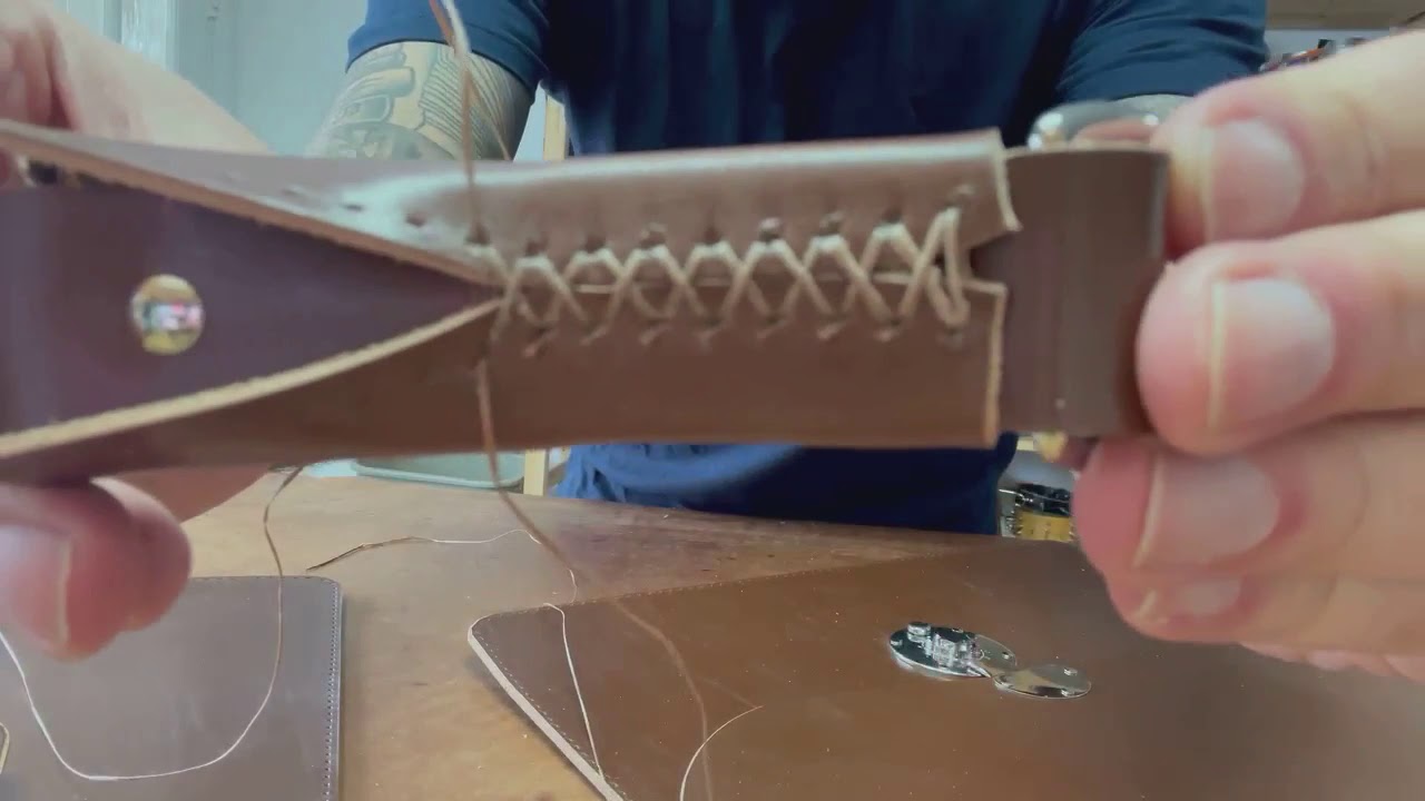 Doing a Cross Stitch on my Bridle Leather Briefcase Handle