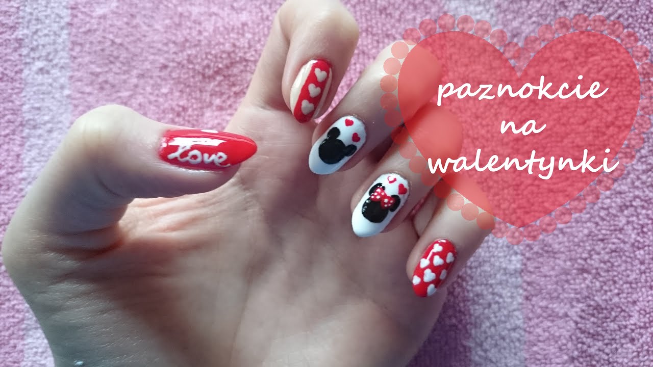 Paznokcie WALENTYNKOWE z Myszką Miki - VALENTINE'S NAILS Mickey Mouse