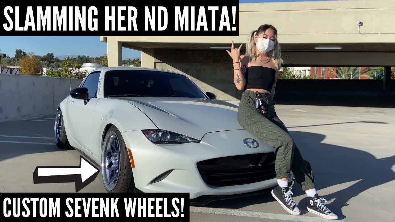SLAMMING HER ND MIATA ON SEVENK WHEELS | 2019 Mazda MX-5 Miata Club Build @uhhleenah