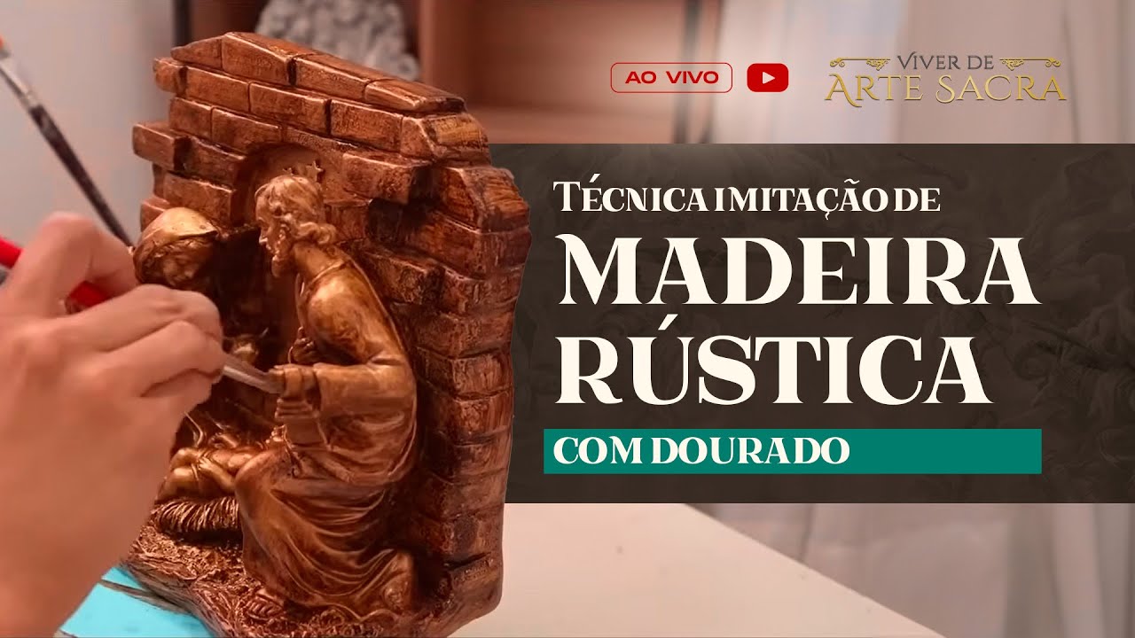 Técnica imitação de madeira rústica com dourado - Com o professor Pedro Freitas 