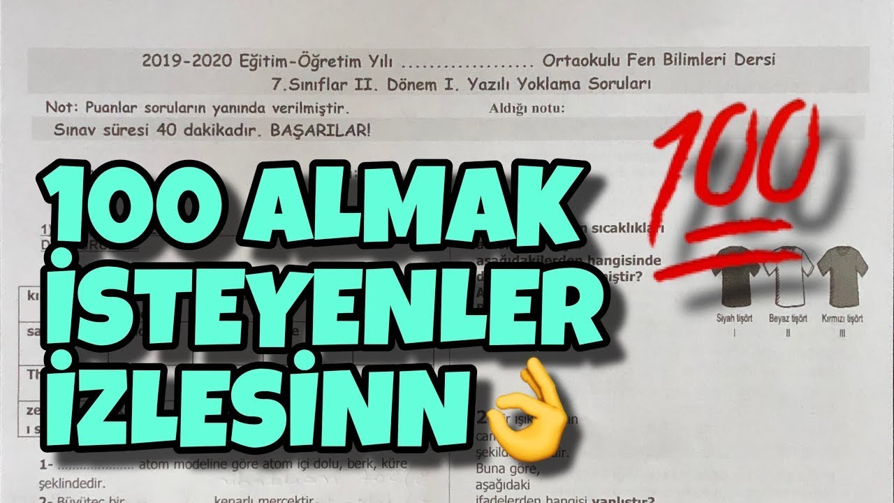 7.Sınıf Fen Bilimleri 2.Dönem 1.Yazılı Soruları