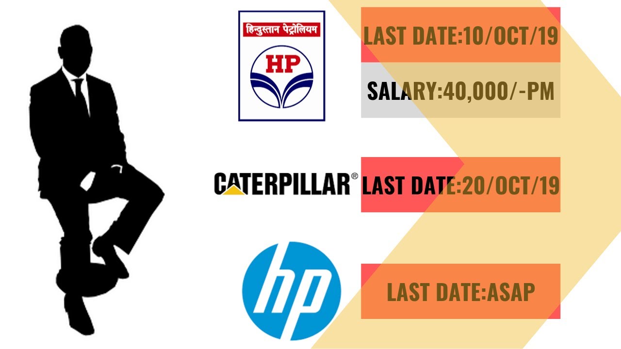 HPCL Recruitment 2019, Caterpillar Recruitment 2019 & HP Recruitment 2019.