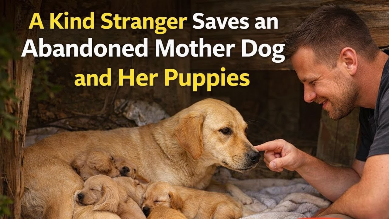 A Kind Stranger Saves an Abandoned Mother Dog and Her Puppies