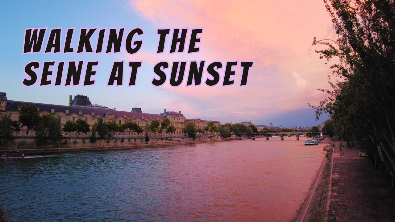 Walk Along Paris's Seine River at Sunset