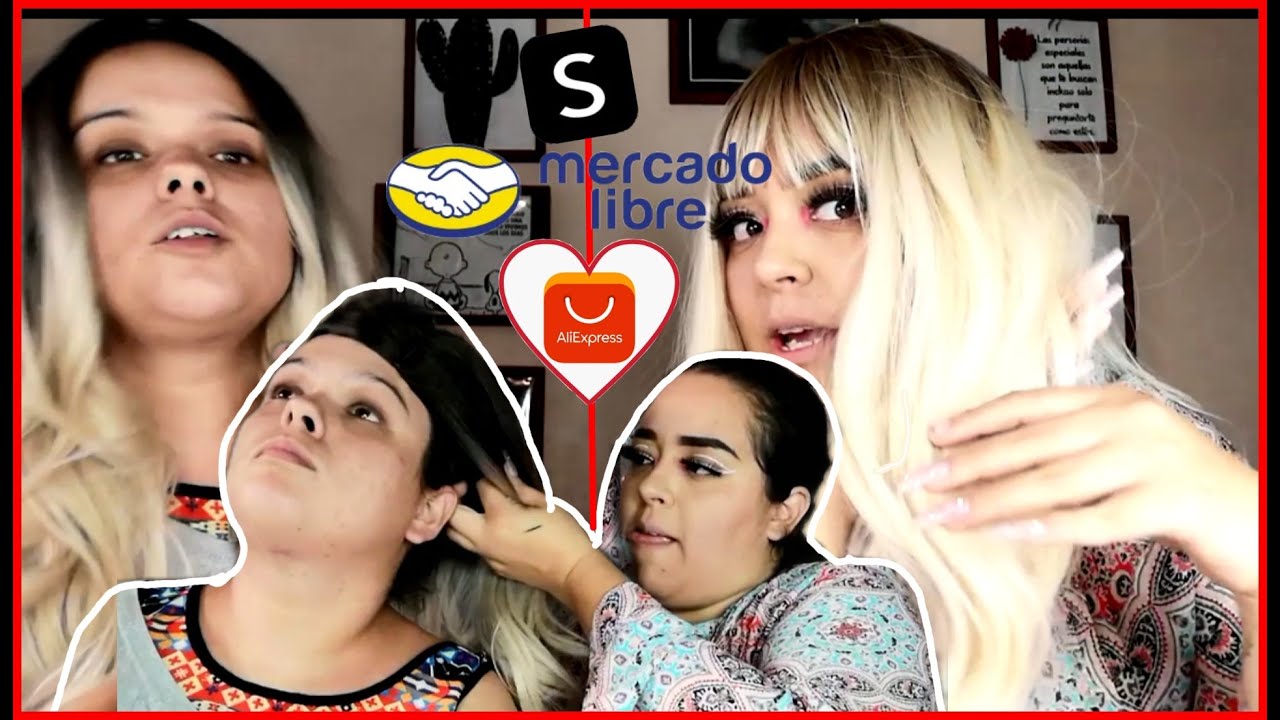PROBANDO PELUCAS DE SHEIN, ALIEXPRESS,AMAZON Y MERCADO LIBRE REALMENTE PARECEN CABELLO HUMANO.