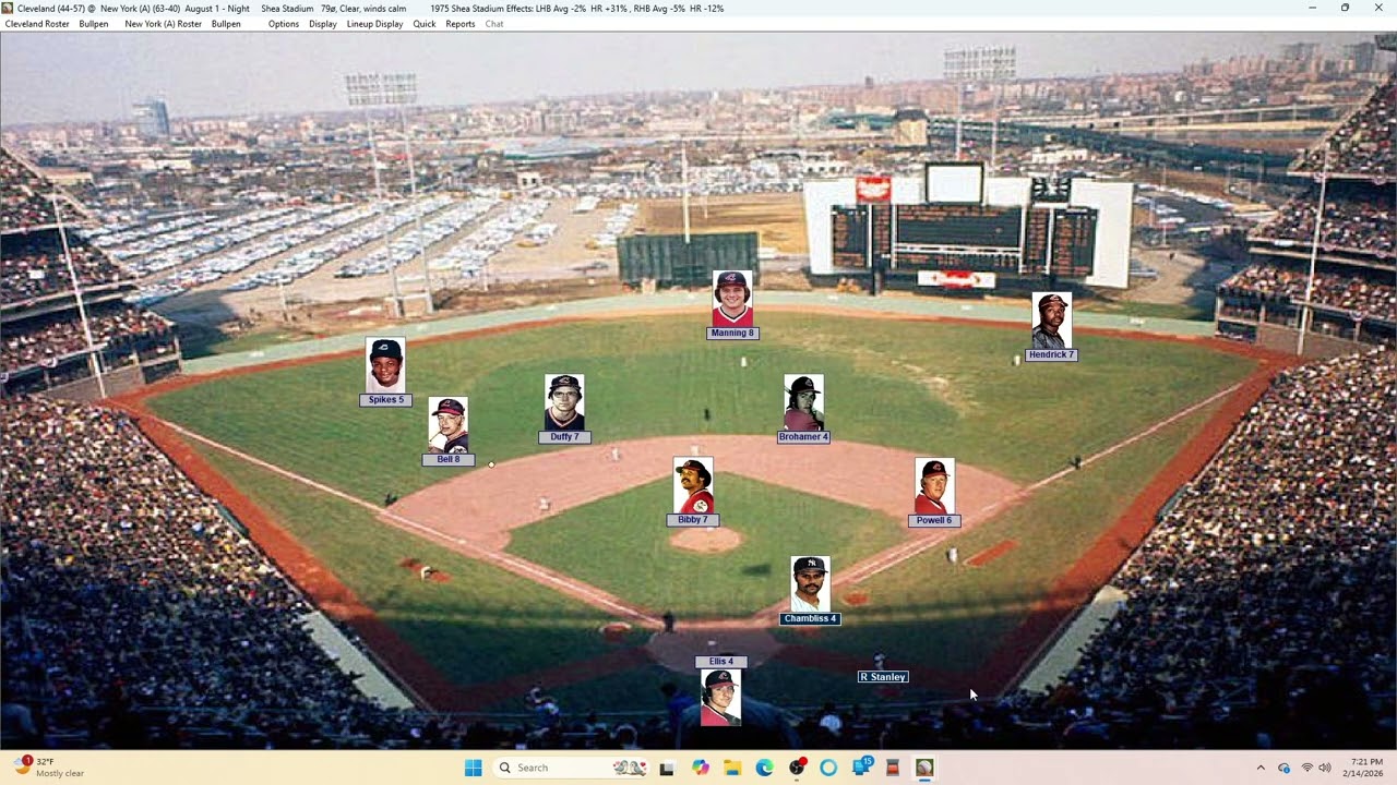 Action PC Baseball 8-1-75 Cleveland at New York Y