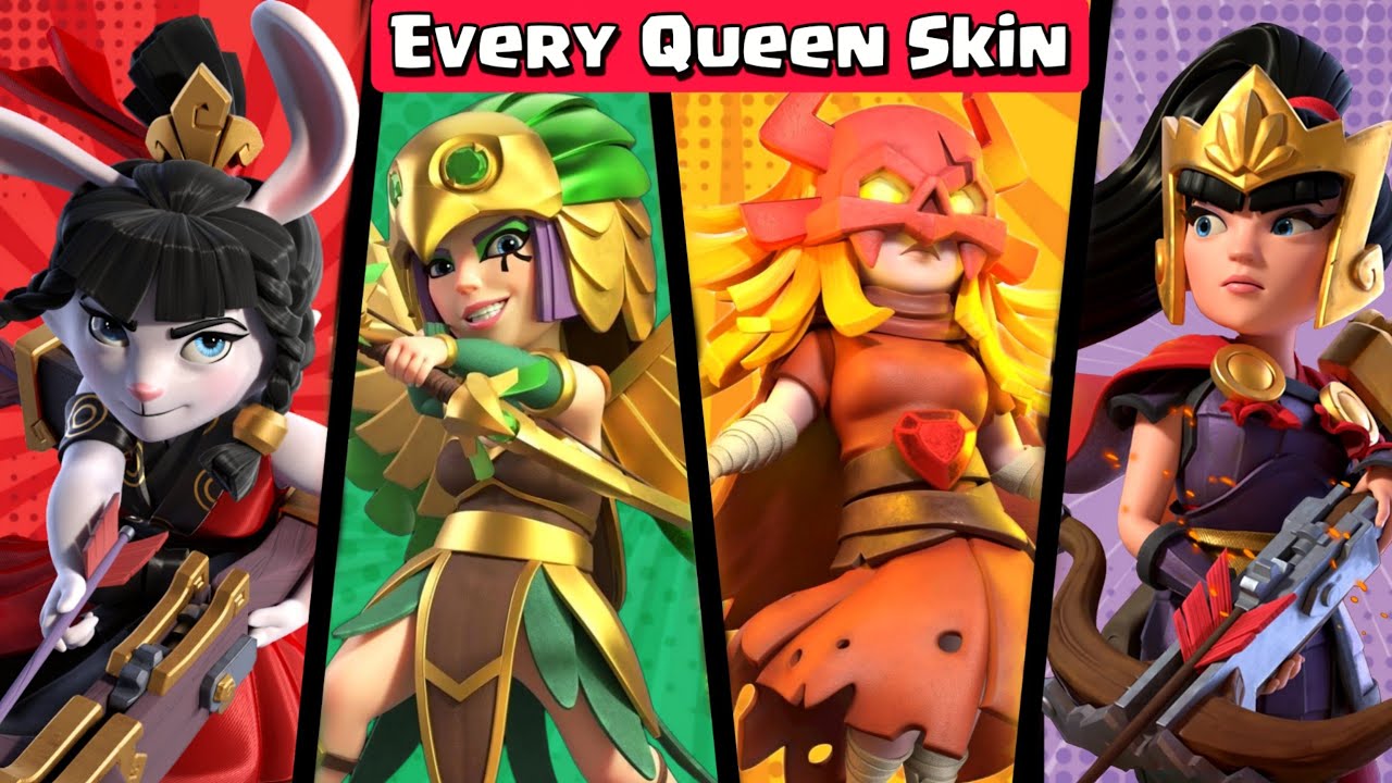 Every Archer Queen Skin Review with Animation | Clash of Clans