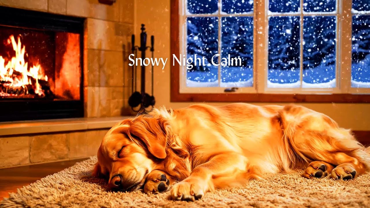 Sleeping Golden Retriever | Calm Piano Ambient Music for Night Background