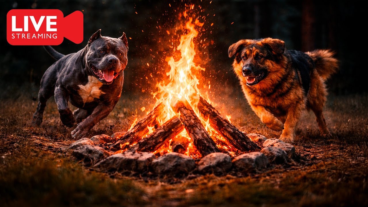 LIVE: FIRE & DOGS PLAYING