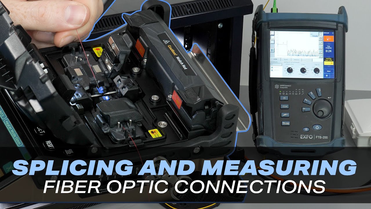 Splicing and measuring fiber optic connections - Sendun SD-9 splicer.