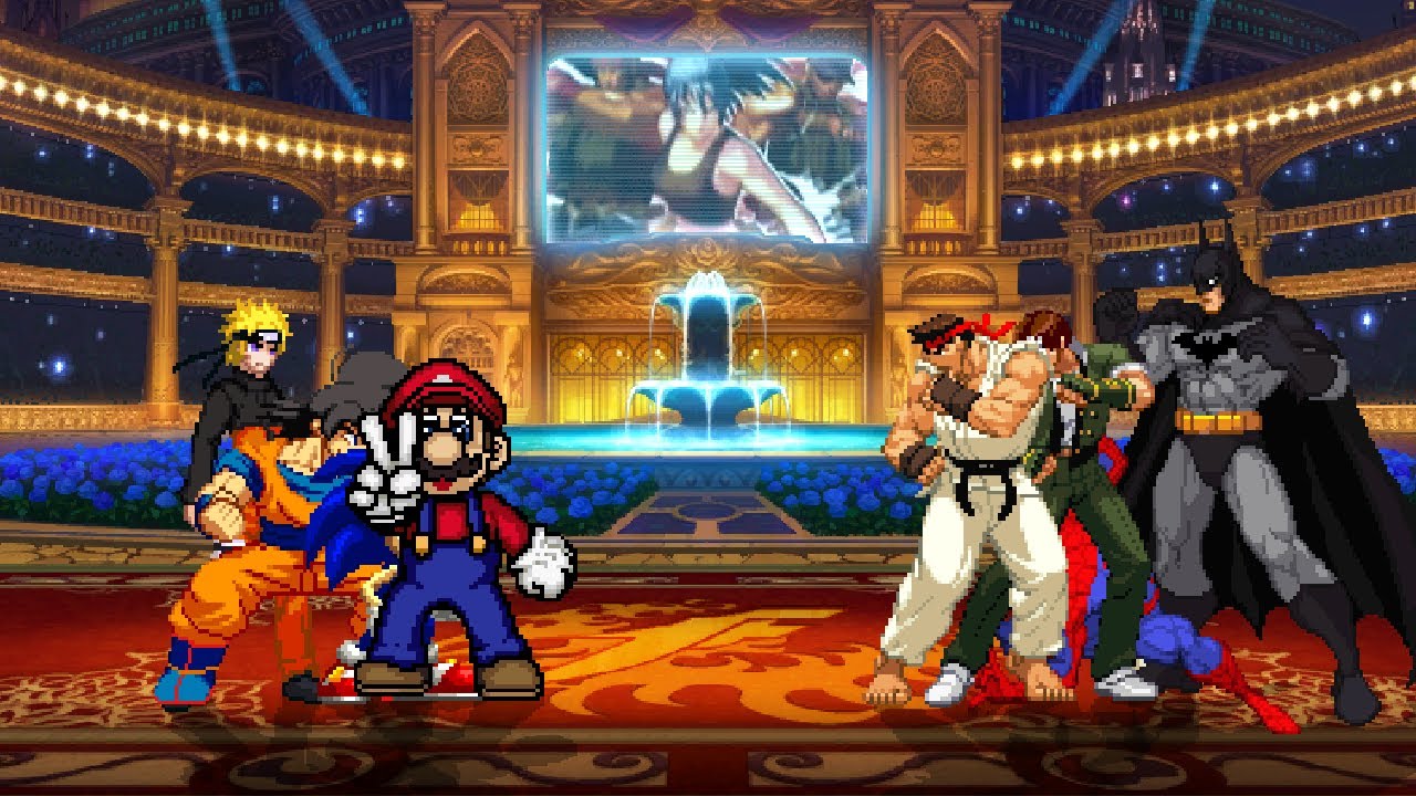 Mario,Sonic,Goku,Naruto VS Ryu,Kyo,Spider-Man,Batman [MUGEN/IKEMEN GO]