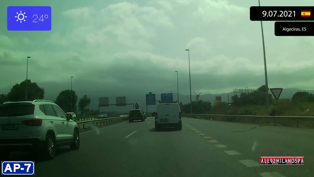 Driving through Costa del Sol (Spain) from Marbella to Algeciras 9.07.2021 Timelapse x4