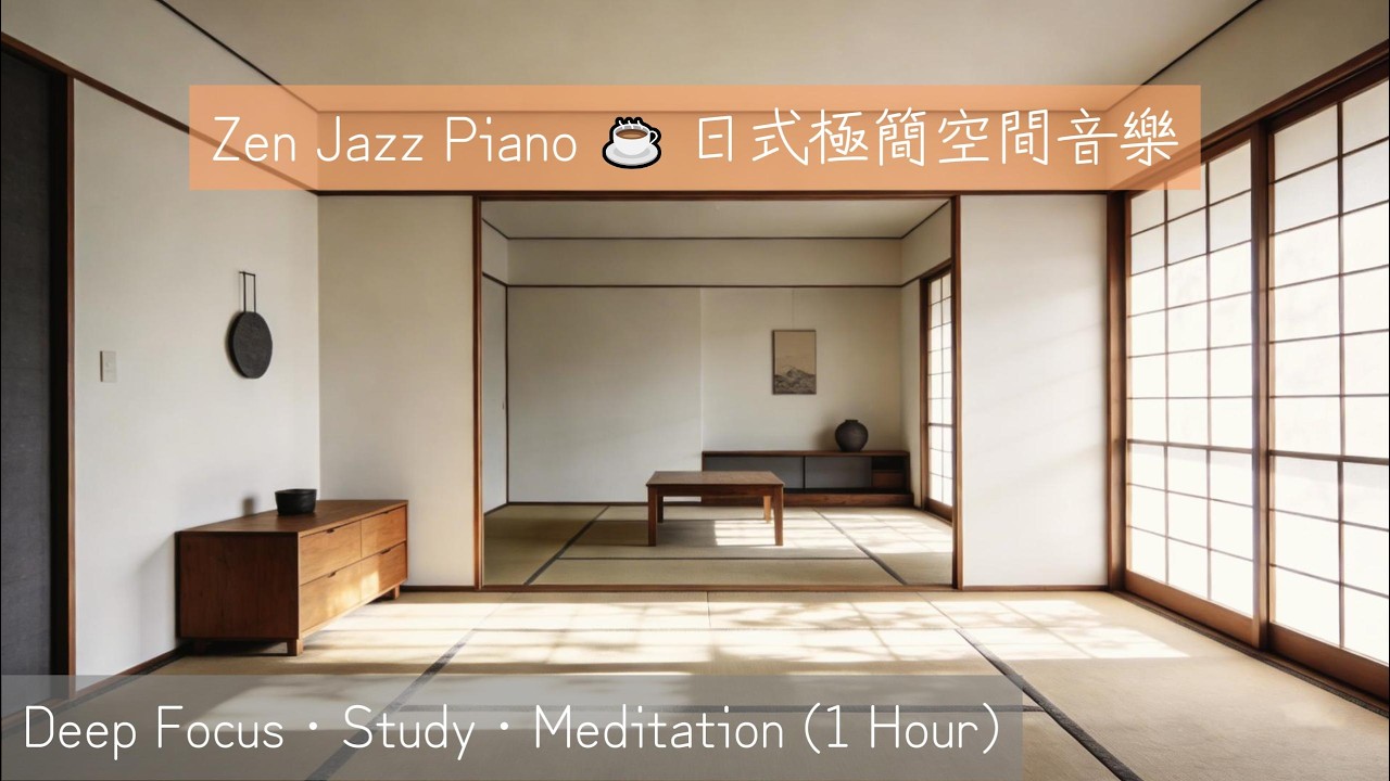 Zen Jazz Piano ☕ 日式極簡空間音樂｜Deep Focus・Study・Meditation (1 Hour)