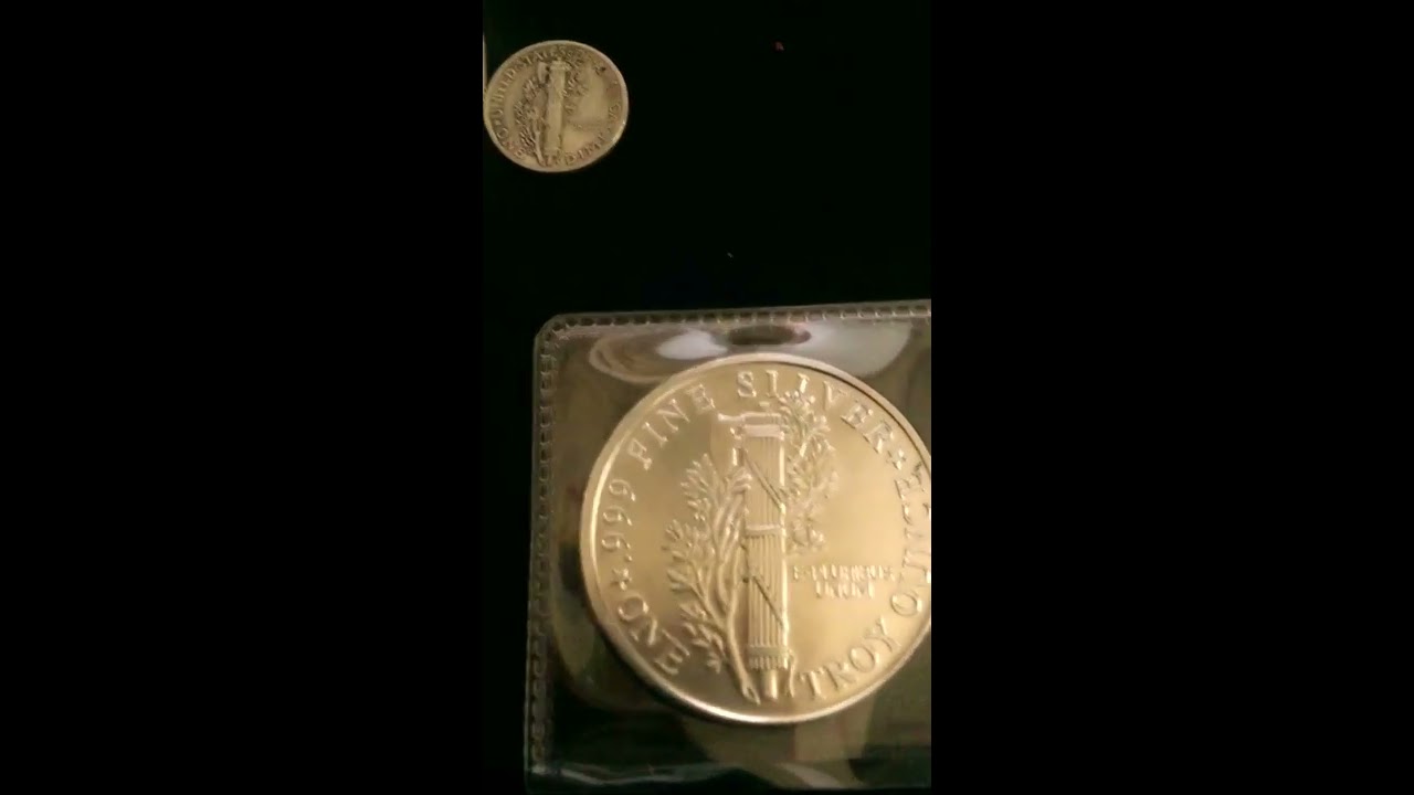 Silver Mercury dime and mercury 1oz .999 silver round