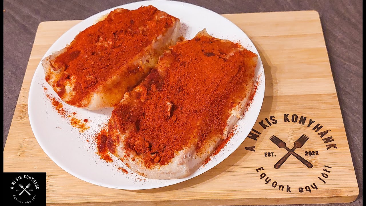 Abált tokasa бекон, с чесночным кремом и красным перцем