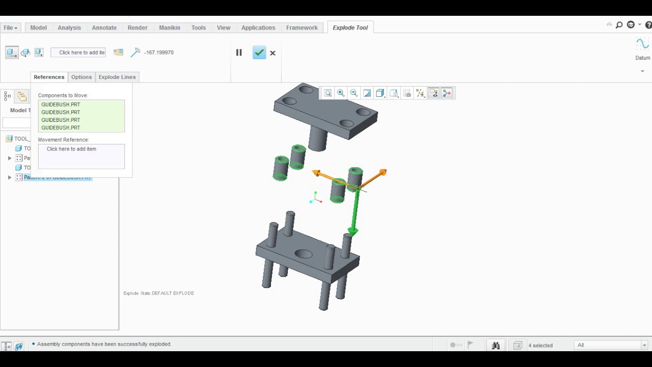 EXPLODED VIEW IN CREO PARAMETRIC /DEFAULT EXPLODE