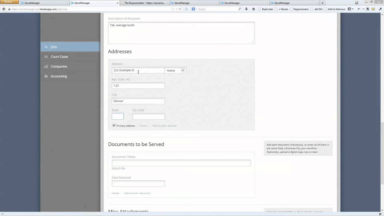 ServeManager  Creating a Job
