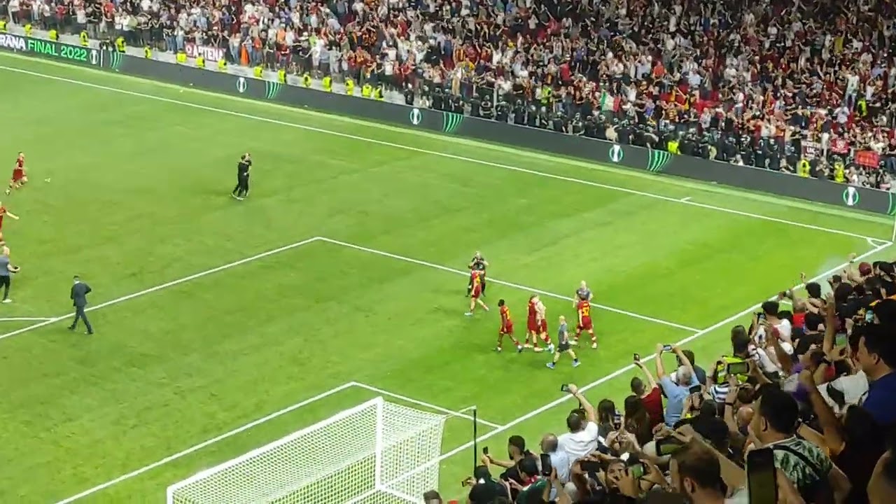 Fischio finale Roma Feyenoord + festeggiamenti. conference league final