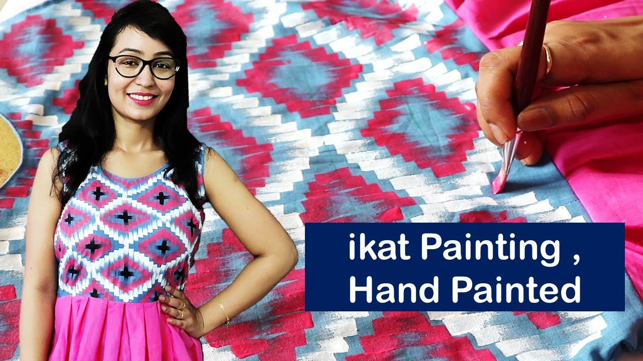 ikat style hand painting | ikat painting on Kurti | Learn about ikat painting with Acrylic Color