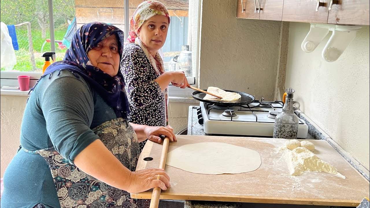 Kabak hasadı tarhana bahçe mantarılı ekmek köylü işi misafir dolu dolu bir gün