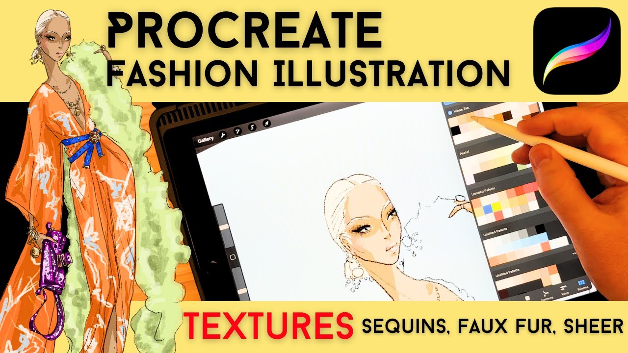 Procreate Fashion Illustration: Sheer, Sequins, and Faux Fur Textures #drawing #procreate #art