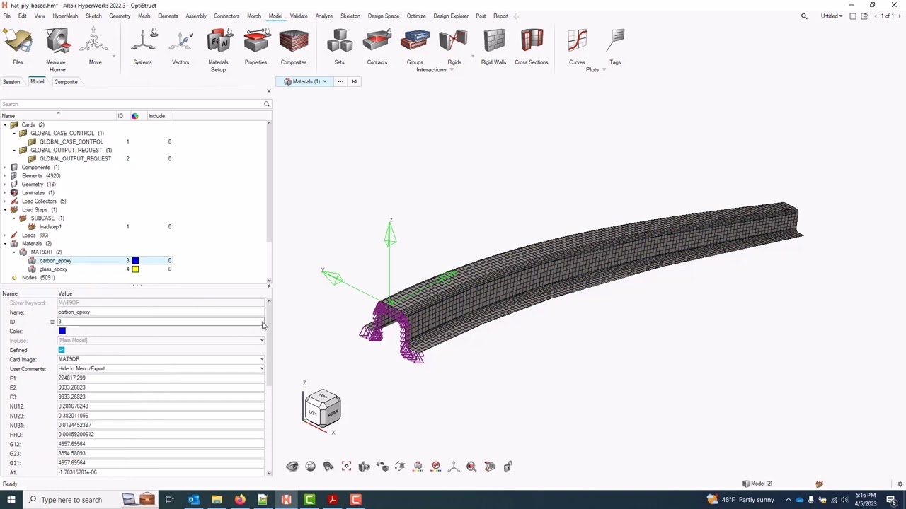 Composite OptiStruct Analysis and Post-Processing