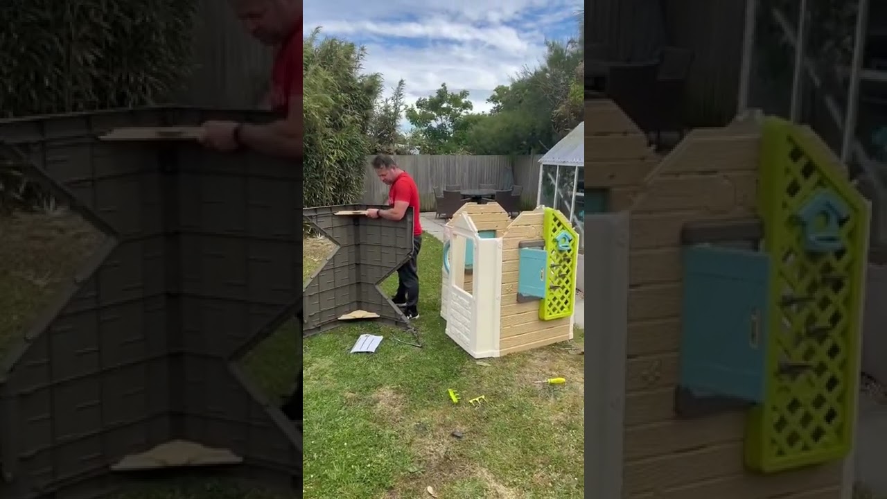 Husband wasn&rsquo;t impressed building our daughters smoby garden house 🙈😂