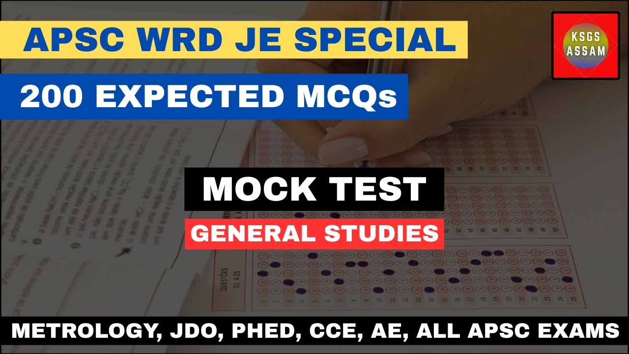 EXPECTED MCQs | MOCK TEST | APSC WRD JE SPECIAL |