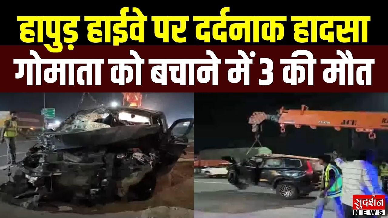 हापुड़ हाईवे पर दर्दनाक हादसा, गोमाता को बचाने में 3 की मौत | Hapur | Road Accident | UP News