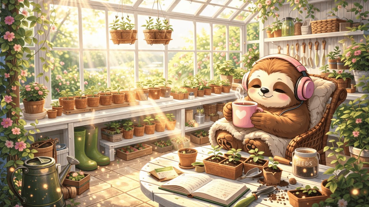 8 Hour Study with Lumi | Cozy Spring Greenhouse | Calm Lofi Music